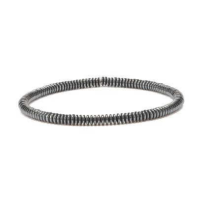 Synthetic Hematite Disc Beaded Stretch Bracelet, Gemstone Jewelry for Men Women