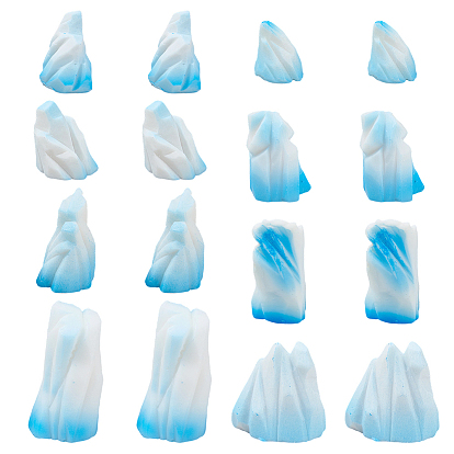 16Pcs 8 Style Resin Iceberg Mini Model, Micro Landscape Dollhouse Accessories, Pretending Prop Decorations
