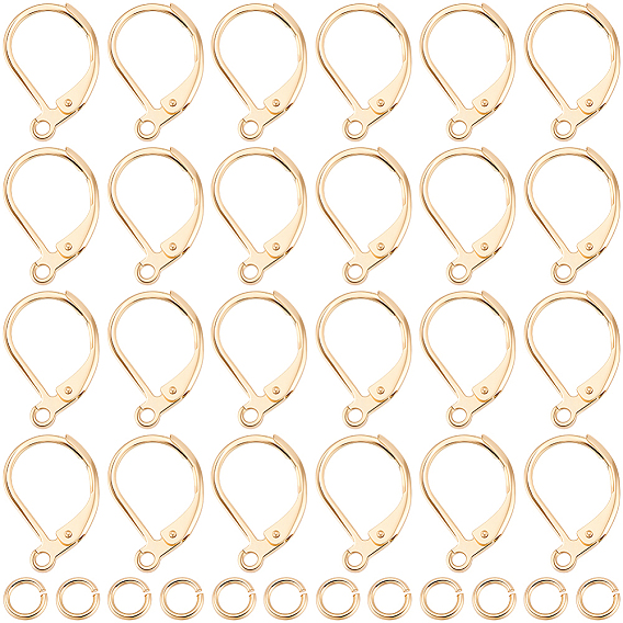 30 шт. 304 серьги с рычагом из нержавеющей стали, с петлей, 30шт стойки с покрытием из латуни