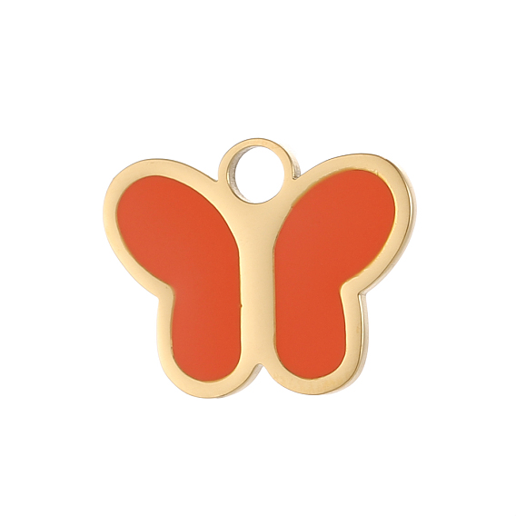 304 нержавеющей стальной эмали подвески, очарование бабочки, ионное покрытие (ip), долговечный, реальный 18 k позолоченный