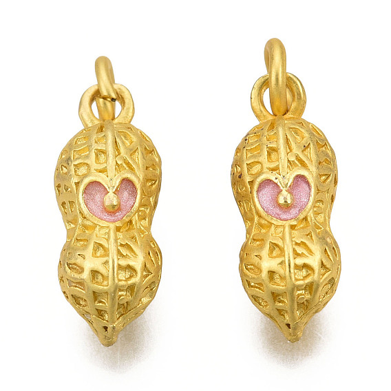 Подвески из эмали и сплава, без кадмия и без свинца, с прыжковых колец, матовый золотой цвет, арахис