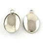 201 Stainless Steel Pendant Cabochon Settings, Plain Edge Bezel Cups, Oval