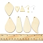DIY Unfinished Blank Earring Making Kit, Including  Teardrop & Leaf & Heart & Triangle Natural Poplar Wood Pendants, Brass Jump Rings, Iron Earring Hooks