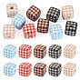 10шт. печатные непрозрачные акриловые бусины, куб с клетчатым узором