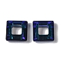 Transparent Electroplate Glass Pendant, Full Rainbow Plated, Faceted, Square