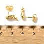 Brass Micro Pave Cubic Zirconia Studs Earrings Findings, Rectangle, for Half Drilled Beads