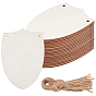 20pcs grands pendentifs en bois fini, avec cordon