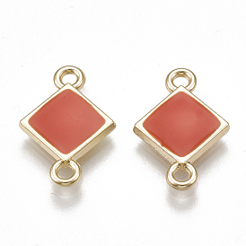 Alloy Links Connectors, for Jewelry DIY Craft Making, with Enamel, Rhombus