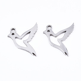 Pendentifs en acier inoxydable, Coupe au laser, colibri