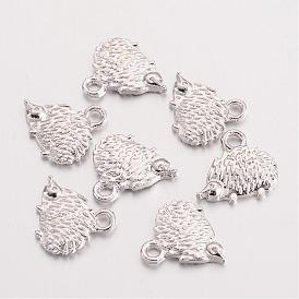 Hedgehog Alloy Pendants, Tibetan Style Charms, Cadmium Free & Lead Free, 12x13x2mm, Hole: 2mm