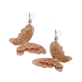 Double-layered Butterfly Cutout Vintage Earrings in Gold for Women's Fashion Jewelry