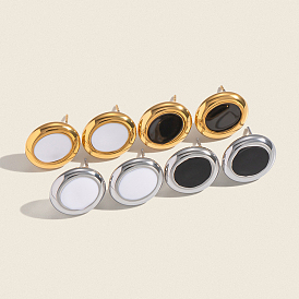 Минималистичные овальные серьги из нержавеющей стали с вакуумным покрытием, прочные украшения унисекс