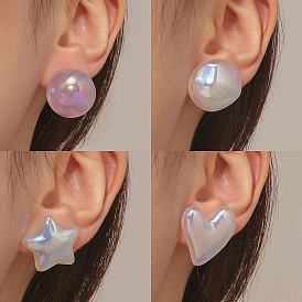 Exaggerated High-end Pearl Earrings with Pearl Heart Studs - Fashionable, Sophisticated