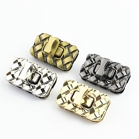 Rectangle Woven Texture Alloy Bag Twist Lock Accessories, Turn Lock Clasp, for DIY Bag Purse Hardware Accessories
