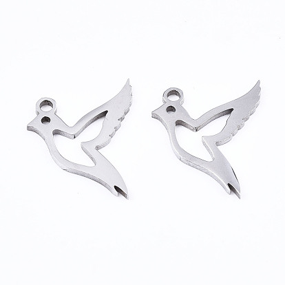 Pendentifs en acier inoxydable, Coupe au laser, colibri