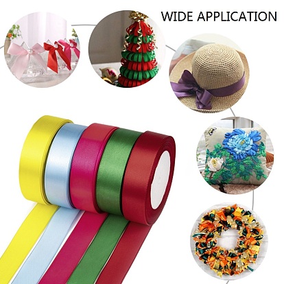 Single Face Solid Color Satin Ribbon, Christmas Ribbon for Gift Packaging, Party Decoration