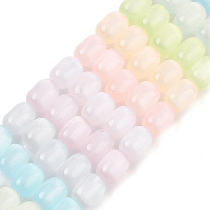 Нити натуральных селенитовых бусин цвета макарон, окрашенные, баррель