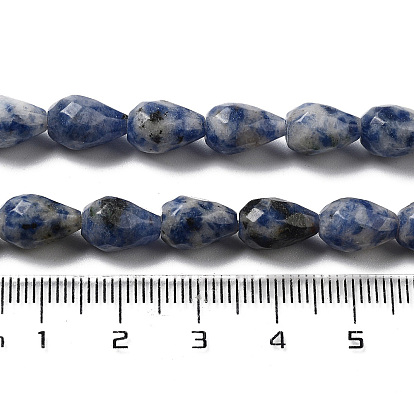 Natural Blue Spot Jasper Beads Strands, Faceted Teardrop