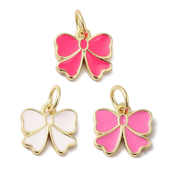 Подвески из латуни с покрытием из эмали, с целью перехода в кольце, долговечный, без свинца и без кадмия, реальный 18 k позолоченный, очарование бантом