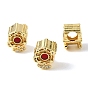 Micropave de latón transparente cubic zirconia cuentas europeas, con esmalte rojo, noria con luna, abalorios de grande agujero, chapado en rack, larga duración plateado, sin plomo y el cadmio