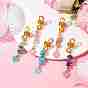 Aluminum Dreadlocks Beads, Alloy Enamel Heart & Gemstone Chips Braiding Hair Pendants Decoration Clips, for Hair Styling