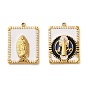 304 нержавеющей стальной эмали подвески, золотые, прямоугольник со святым шармом