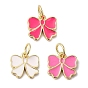 Подвески из латуни с покрытием из эмали, с целью перехода в кольце, долговечный, без свинца и без кадмия, реальный 18 k позолоченный, очарование бантом