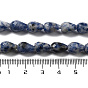 Perles de jaspe tache bleue naturelle, larme à facettes