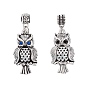 Tibetan Style Alloy Rhinestone European Dangle Charms, Owl