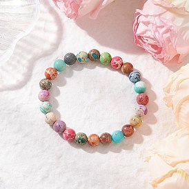 Браслеты из натуральной императорской яшмы с круглыми бусинами для мужчин и женщин