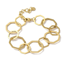 304 Stainless Steel Octagon Link Chain Bracelets for Women