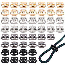 Alloy Cord Locks, Double Hole Drawstring Stopper Fastener Buttons, Oval