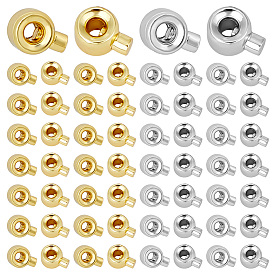 60pcs 2 couleurs perles à écraser en laiton, plaqué longue durée, colonne