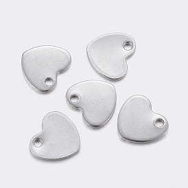 Resistente al deslustre 304 dijes de acero inoxidable, estampar etiqueta en blanco, corazón