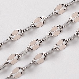 304 Stainless Steel Dapped Chains, Cable Chains, Soldered, Decorative Chain, with Flat Oval Connector
