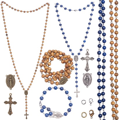 Necklace Making, with Handmade Wood and Natural Mashan Jade Beaded Chains, Tibetan Style Pendants and Brass Lobster Claw Clasps