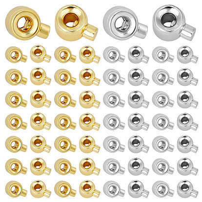 60pcs 2 couleurs perles à écraser en laiton, plaqué longue durée, colonne
