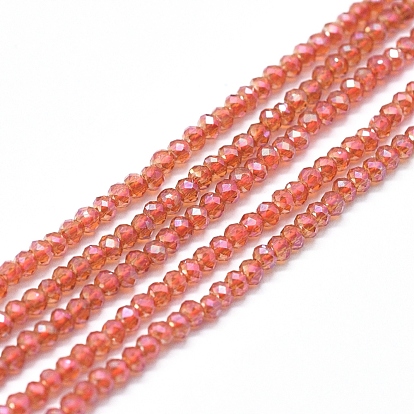 Electroplate Glass Beads Strands, Full Rainbow Plated, Faceted, Abacus