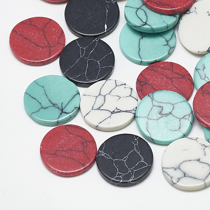 Synthetic Turquoise Cabochons, Flat Round