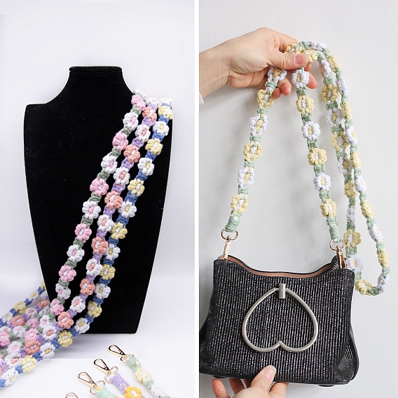 Macrame Daisy Cotton Rope & Polyester Weave Bag Handles, for Bag Making