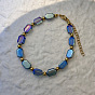 201 Stainless Steel Round & Handmade Lampwork Hexagon Beaded Bracelets, Golden