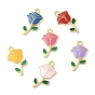 Eco-friendly Alloy Enamel Pendants, Rose Flower Charm, for Valentine's Day