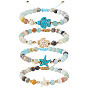 4шт. 4 наборы браслетов из круглых бусин амазонита в стиле натурального цветка, с окрашенными синтетическими бирюзовыми бусинами для женщин и мужчин