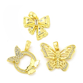 Brass Micro Pave Clear Cubic Zirconia Pendants, Real 18K Gold Plated