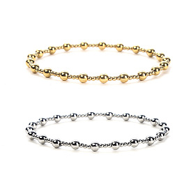 Classic Stainless Steel Ball Chains Stretch Bracelets for Women