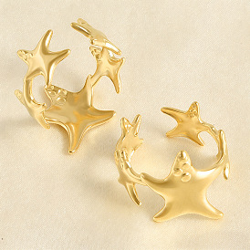 304 открытые кольца-манжеты из нержавеющей стали для женщин, морская звезда