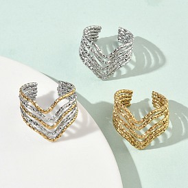 304 Многослойные открытые кольца-манжеты из нержавеющей стали для женщин, ионное покрытие (ip)