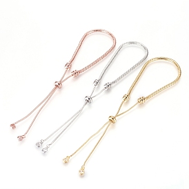 Регулируемый латунный браслет-слайдер с вакуумным покрытием PVD/браслет-боло, долговечный, со змеиными цепями и латунными подвесками со стразами