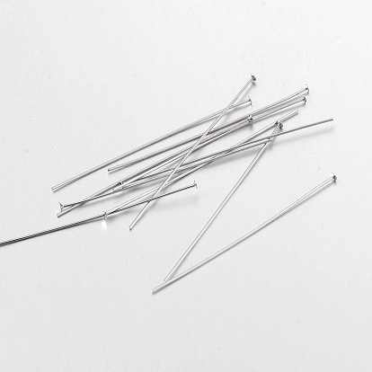 925 Sterling Silver Flat Head Pins, 40.2x0.5mm, Head: 1.5mm, about 1123pcs/100g