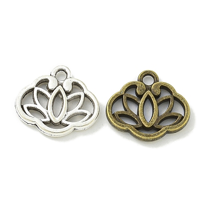 Сплавочные подвески тибетского стиля, без свинца и без кадмия, цветочный шарм